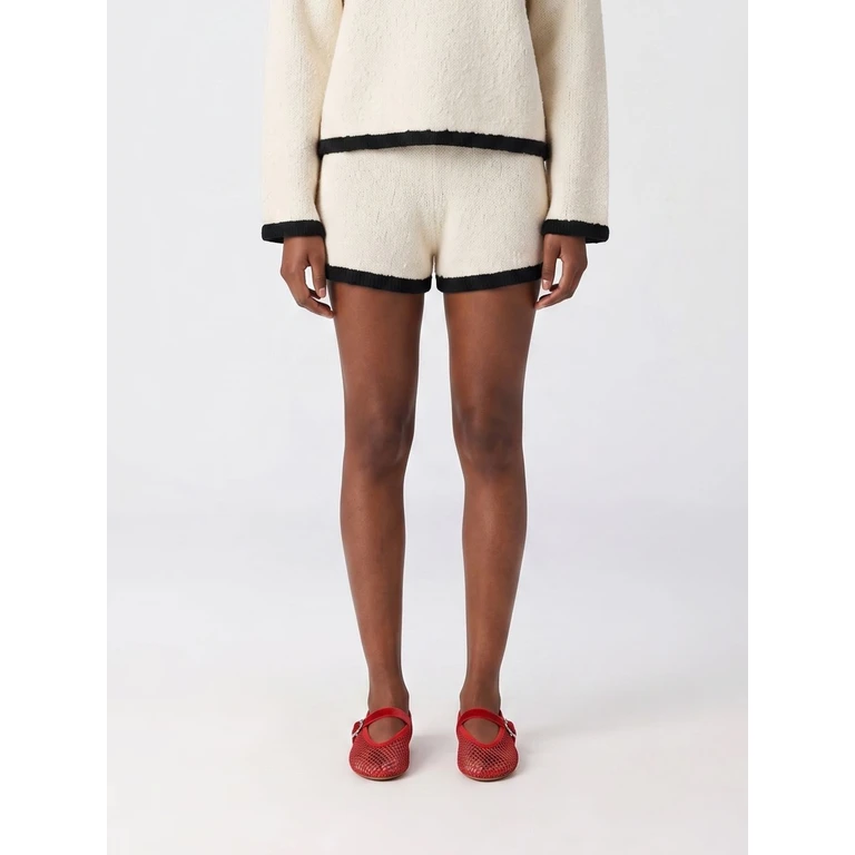 High-Waisted Slim Fit Knit Shorts in Organic Cotton and Wool (103829Q60)