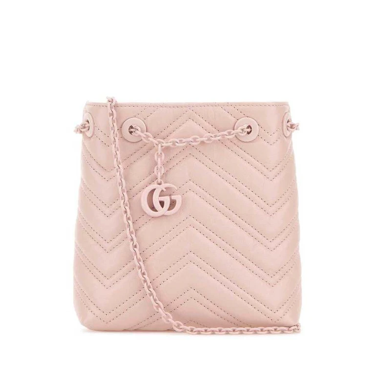 Pink Leather Micro Gg Marmont Bucket Bag