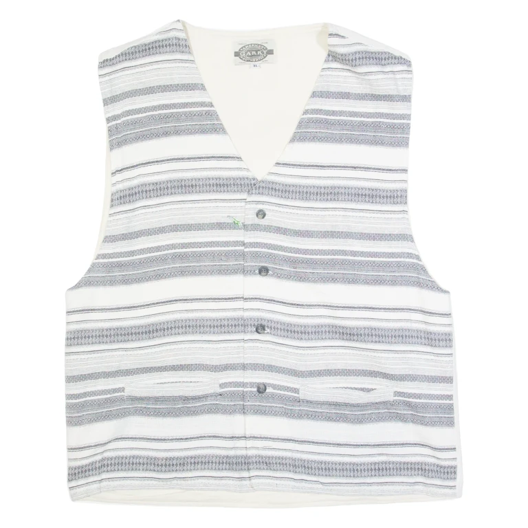 GARRY Womens Waistcoat Cream Strapless 90s Striped XL