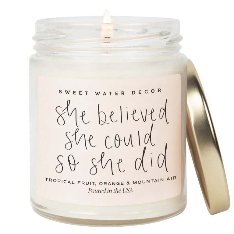 She Believed She Could So She Did Soy Candle - Clear Jar - 9 oz (Island Air)