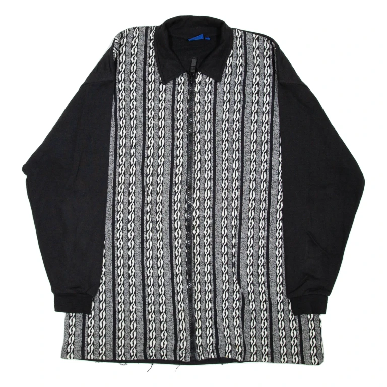 GARRY Mens Jacket Black Striped L