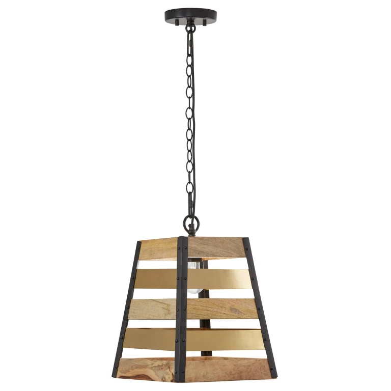 Hanging Pendant Lamp - Gold, Natural & Black