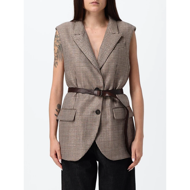 Single-Breasted Houndstooth Virgin Wool Tailored Vest (MG5467259PC001)