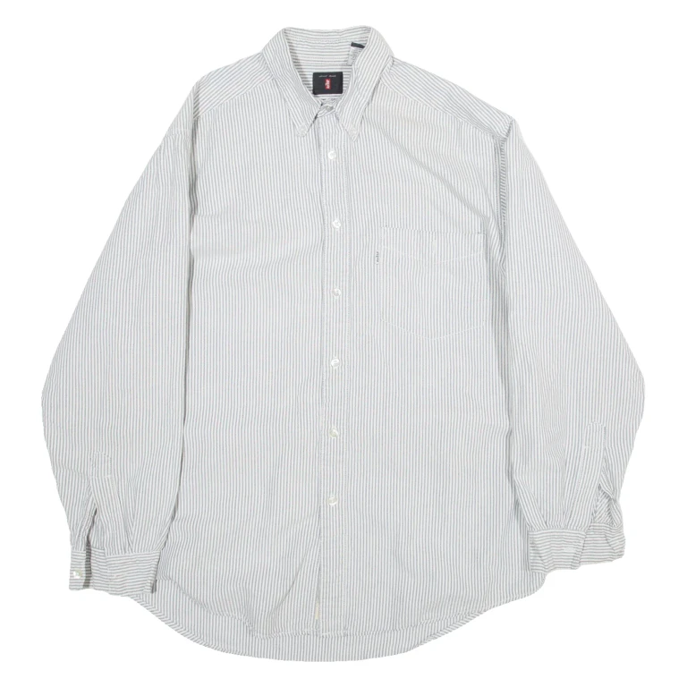 LEVI'S Mens Shirt Grey Striped Long Sleeve M