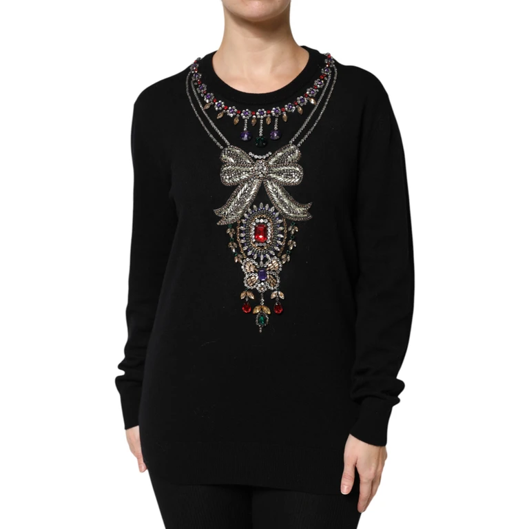 Dolce & Gabbana Black Cashmere Crystal Embellished Sweater Clothing - Women