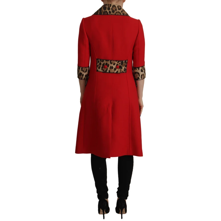 Dolce & Gabbana Red Leopard Wool Trenchcoat Jacket Clothing - Women