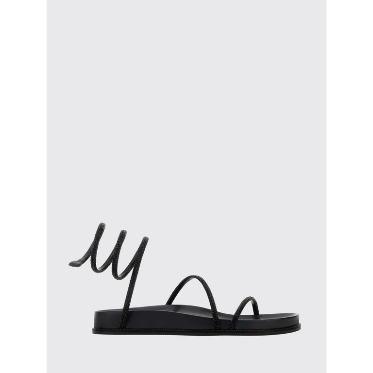 Crystal-Embellished Satin Mules with Snake Strap (C11342020R001V050BLASATJET)