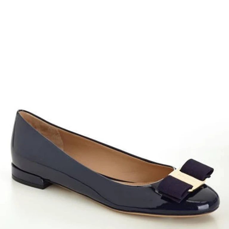 Ferragamo Varina Patent Leather Ballet Flats, Size 7 C
