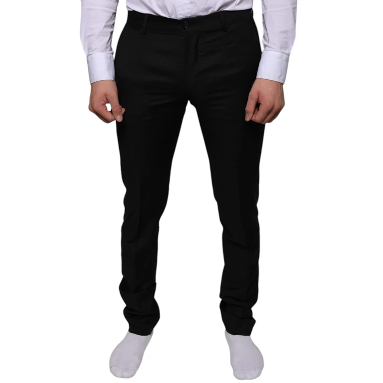 Dolce & Gabbana Black Wool Skinny Dress Formal Pants Virgin - Men