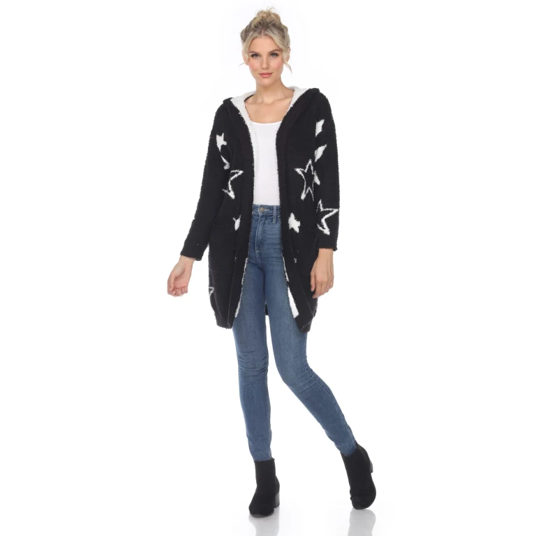 Women's Hooded Open Front Sherpa Coat