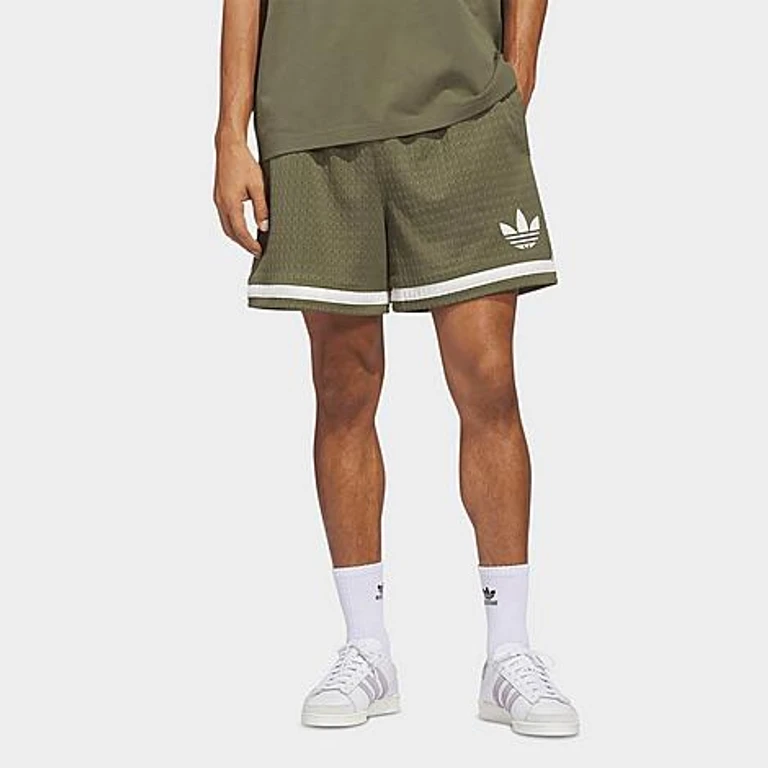 adidas Men's Originals Basketball Shorts in Olive Strata/Ivory Size: XS