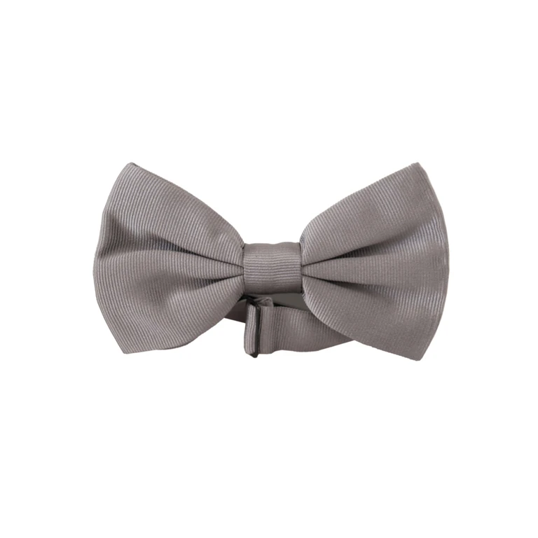 Dolce & Gabbana Gray Silk Adjustable Neck Papillon Tie - Men