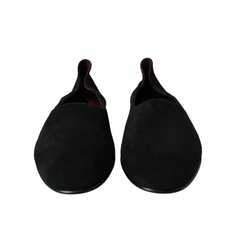 Dolce & Gabbana Black Suede Loafers Formal Dress Slip On Shoes Goatskin Leather - Men