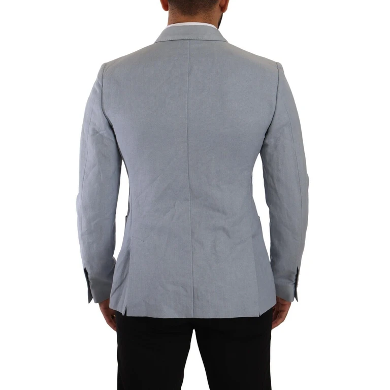 Blue Cotton Linen Slim Fit Jacket Coat Blazer Light Clothing - Men