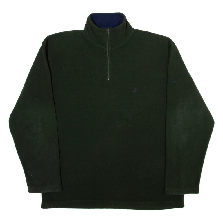 NAUTICA Mens Sweatshirt Green 1/4 Zip M