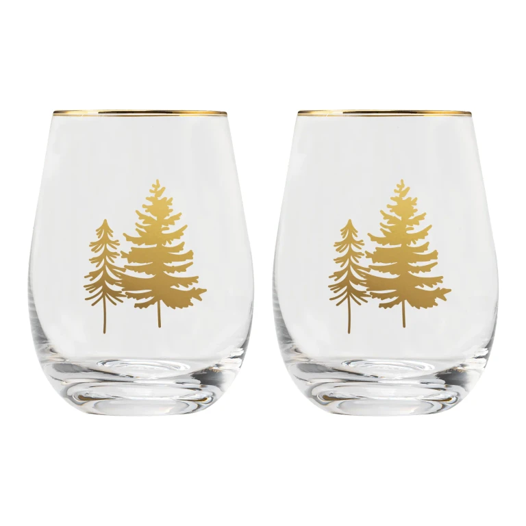 Trees Stemless Wine Glass - Boxed Set of 2