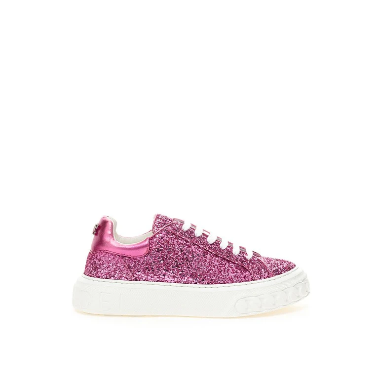 Fuchsia Fabric And Leather Low Top Sneakers - Women