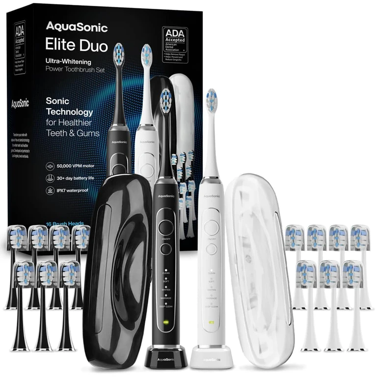 Elite Duo Ultra-Whitening Toothbrush Set - Black & White