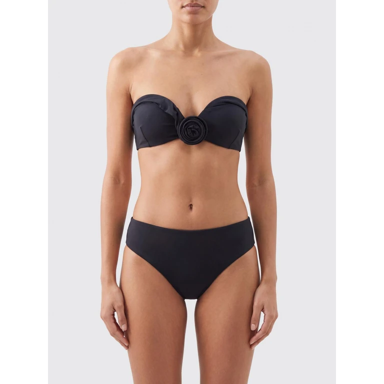 Off-the-Shoulder Sweetheart Bikini Top with Floral Appliqué (816526GREY)
