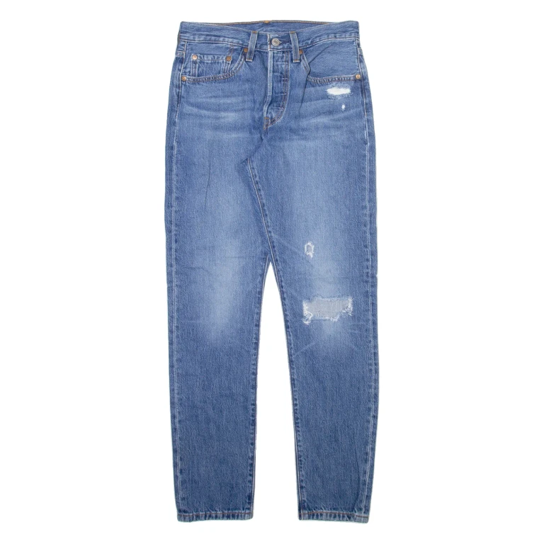 LEVI'S 501S Jeans Big E Distressed Mens Blue Skinny Straight W26 L30