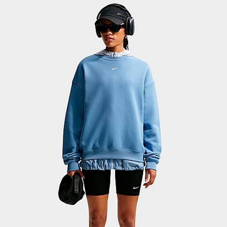 Studio Fleece Medium Weight Oversized Crewneck Sweatshirt in Work Blue/Sail