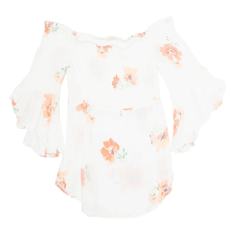 RIVER ISLAND Womens Printed Top White High Neck Long Sleeve Floral M