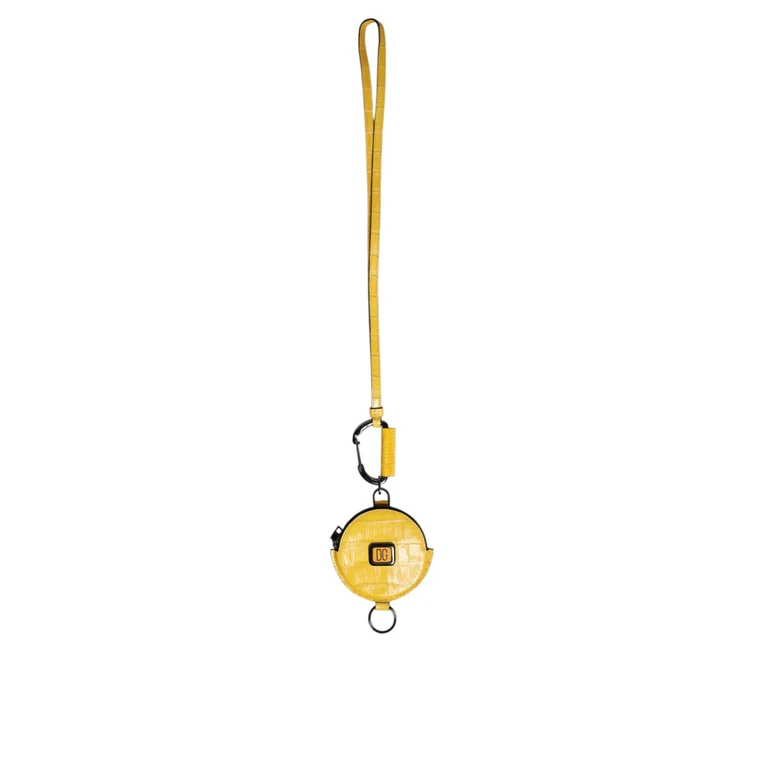 Dolce & Gabbana Yellow Round Leather Dg Logo Coin Purse Lanyard Wallet Calf - Men