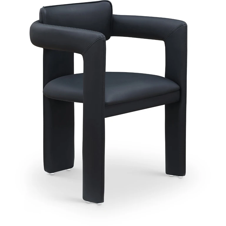 Brenda Black Vegan Leather Upholstered Dining Chair, Set of 2