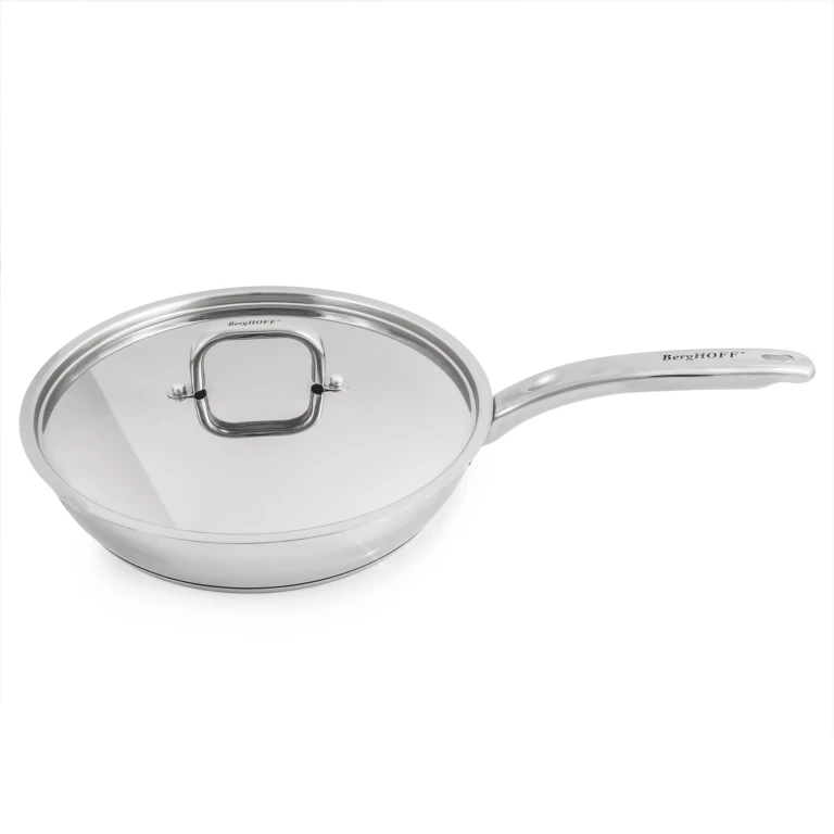 Belly Shape 18/10 Stainless Steel 10.5" Skillet with SS Lid, 2.5qt.