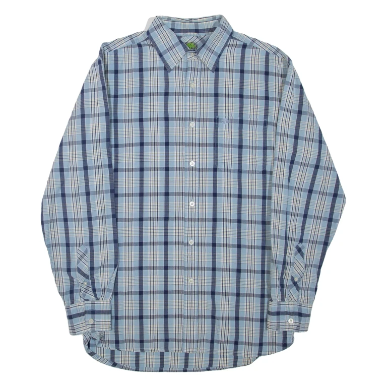 TIMBERLAND Mens Shirt Blue Check Long Sleeve M