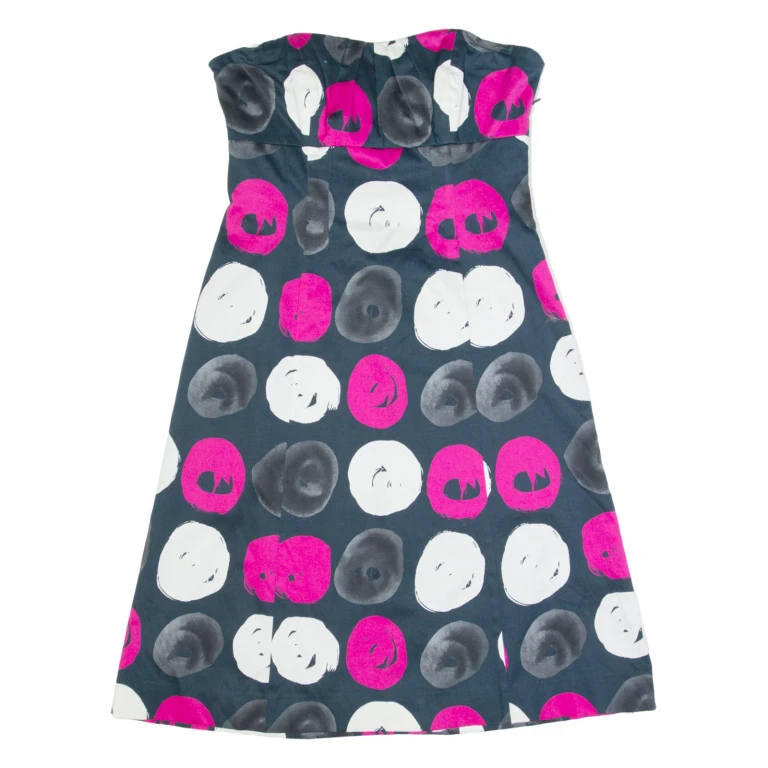 COAST Womens Fit & Flare Dress Blue Spotted Sleeveless Knee Length UK 10