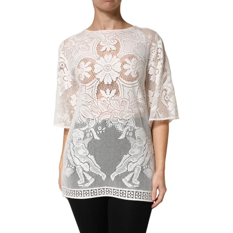 Dolce & Gabbana White Embroidery Lace Cotton Blouse Top Co+pa - Women