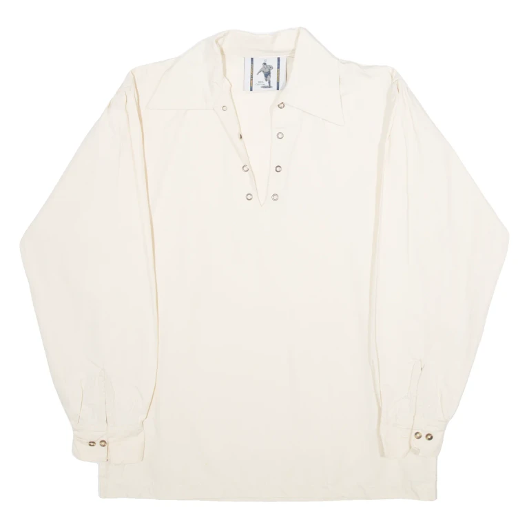 INNES & CROMB LTD Mens Plain Shirt Cream Long Sleeve S