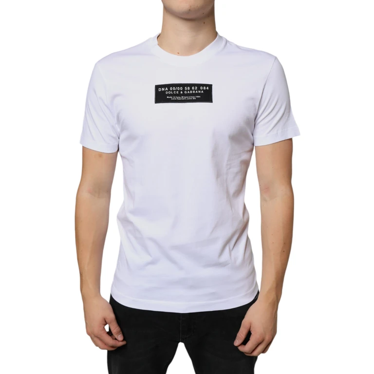 Dolce & Gabbana White Cotton Dg Applique Casual T-Shirt - Men