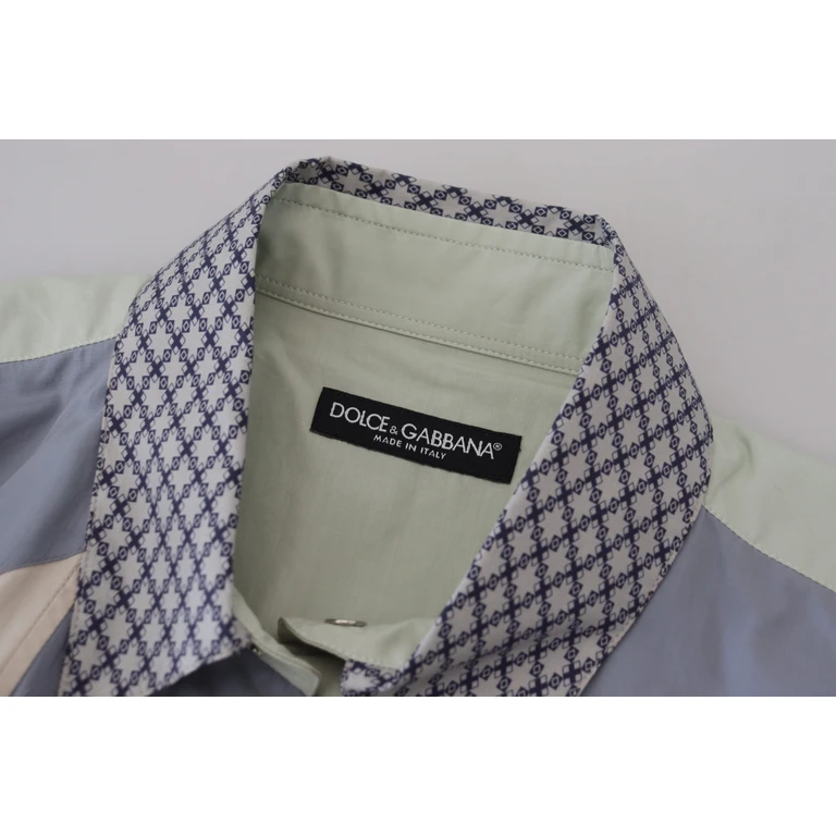 Dolce & Gabbana Multicolor Cotton Patchwork Slim Shirt Cotten - Men