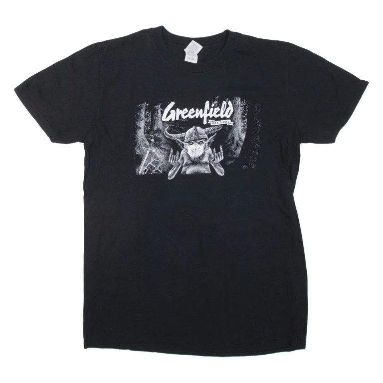 GILDAN Greenfield Festival Mens Band T-Shirt Black Crew Neck M