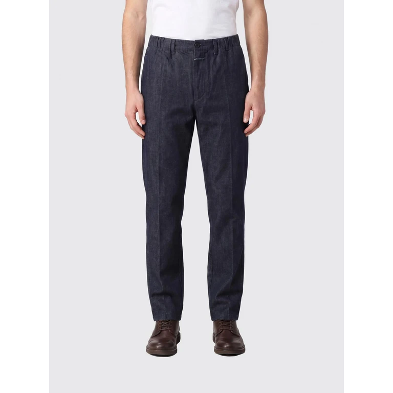 Slim Fit Jeans in Cotton and Linen Denim with Five Pockets (C3181816A20DBL)