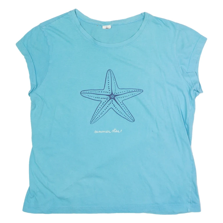 Summer Star Womens T-Shirt Blue Sleeveless Crew Neck M