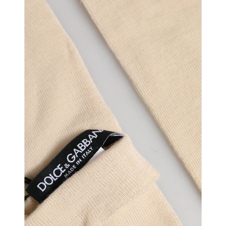 Beige Wool Fingerless Elbow Length Women Gloves - Women