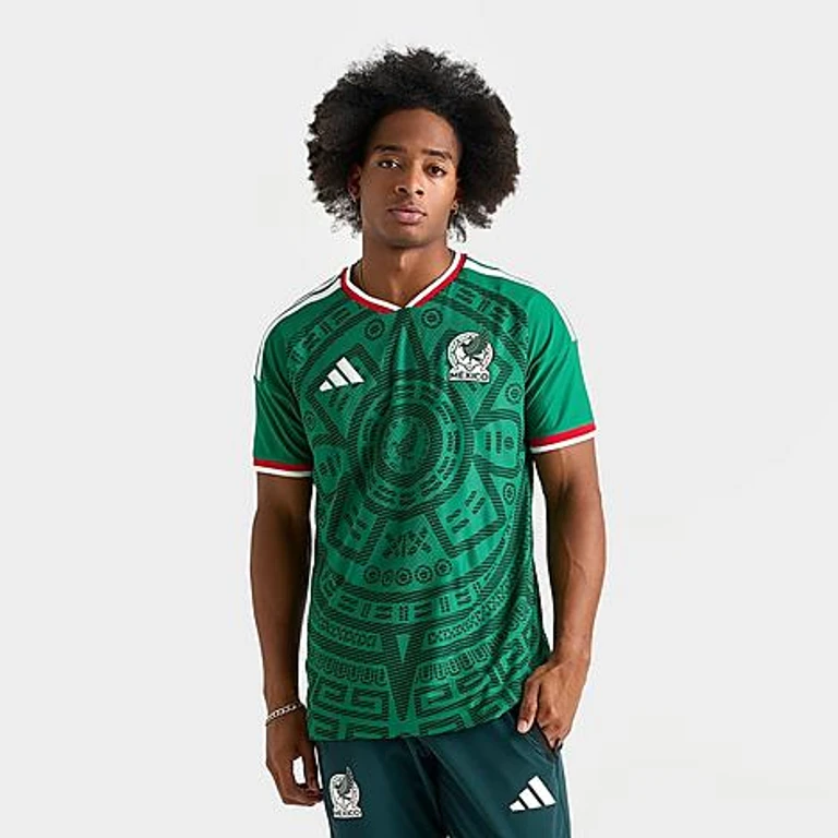 adidas Men's Mexico Home Authentic Soccer Jersey in Bold Green Size: XS