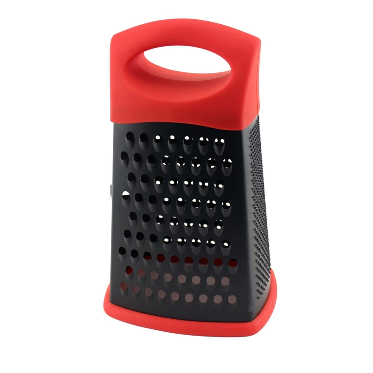 Non-Stick Stainless Steel 10" Box Grater, Red and Black