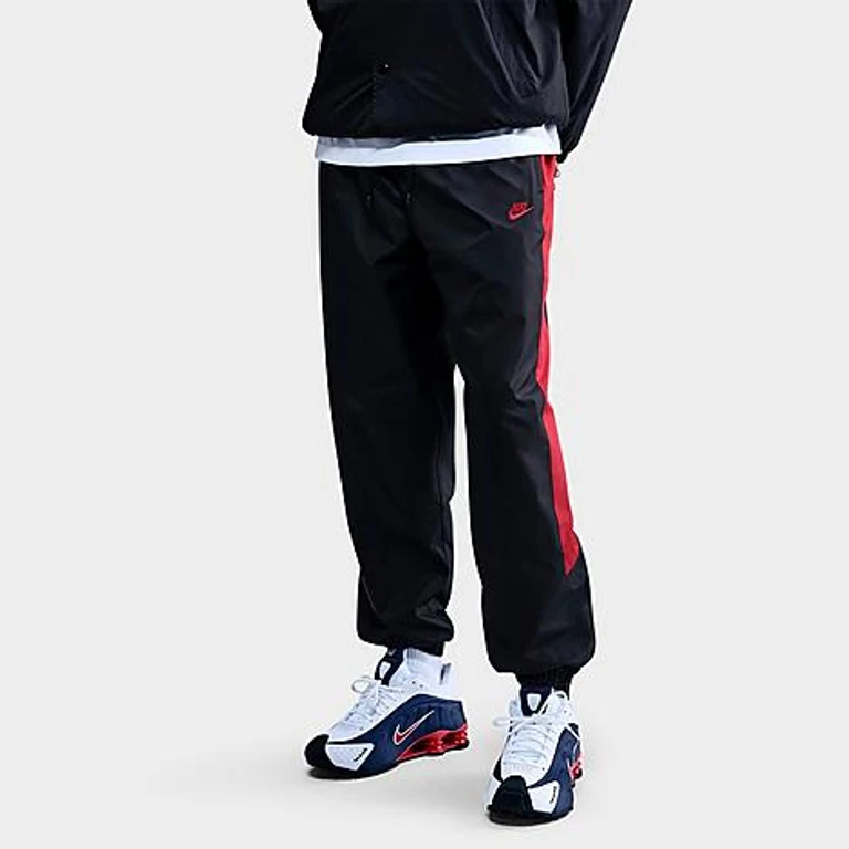 Nike Men's Windrunner Lined Pants in Black/Team Crimson/Team Crimson Size: Small