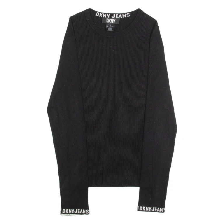 DKNY Womens Jumper Black Tight Knit M