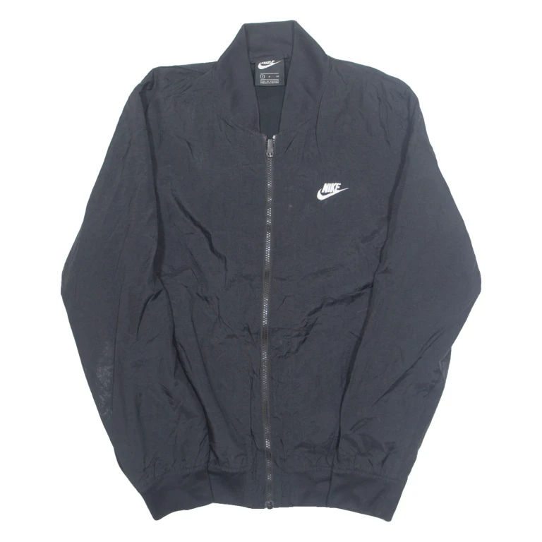 NIKE Sports Mens Bomber Jacket Black Nylon S