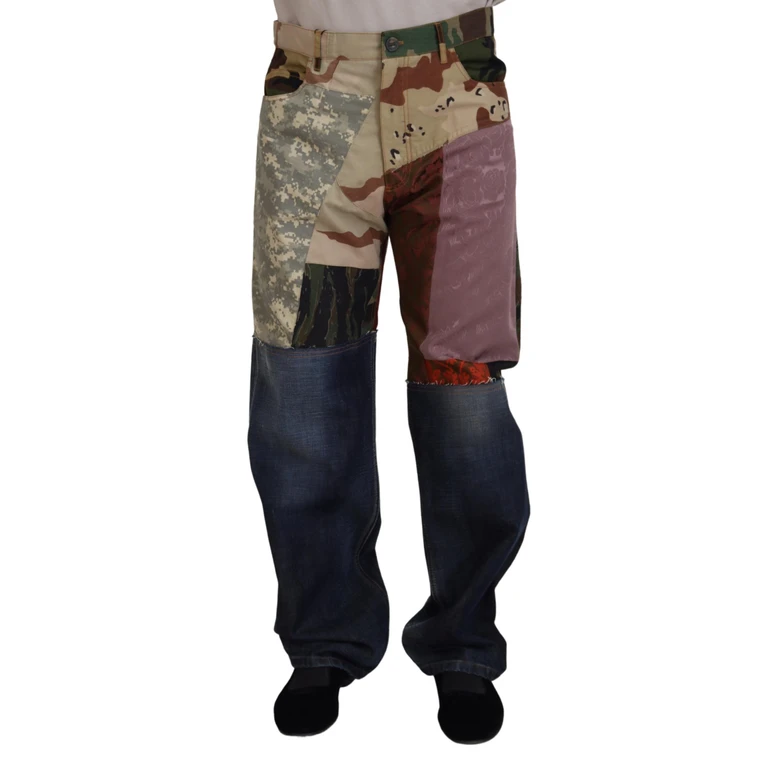 Dolce & Gabbana Multicolor Silk Patchwork Men Denim Jeans Clothing - Men