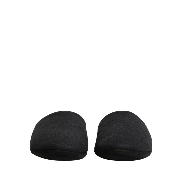 Dolce & Gabbana Black Wool Cashmere Red Quilted Slippers Shoes - Men