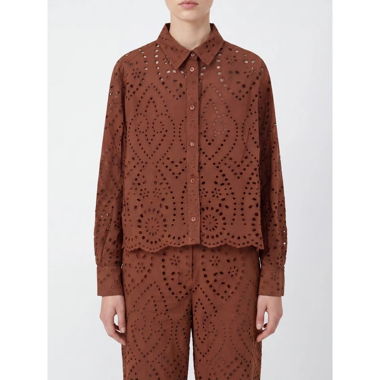 Long-Sleeved Broderie Anglaise Cotton Shirt (ONE000101005L)