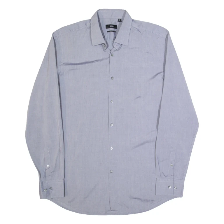 HUGO BOSS Slim Fit Mens Plain Shirt Blue Long Sleeve M