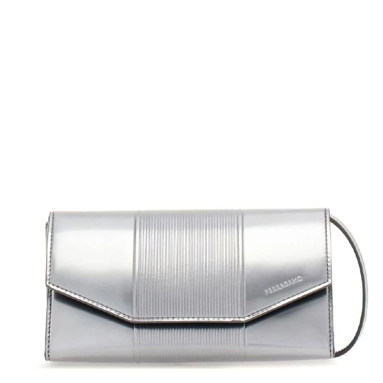 Ferragamo Logo-Debossed Metallic Shoulder Bag