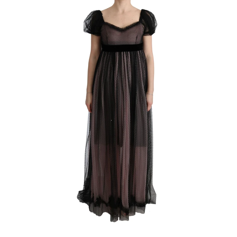 Dolce & Gabbana Black Pink Silk Long Shift Dress - Women